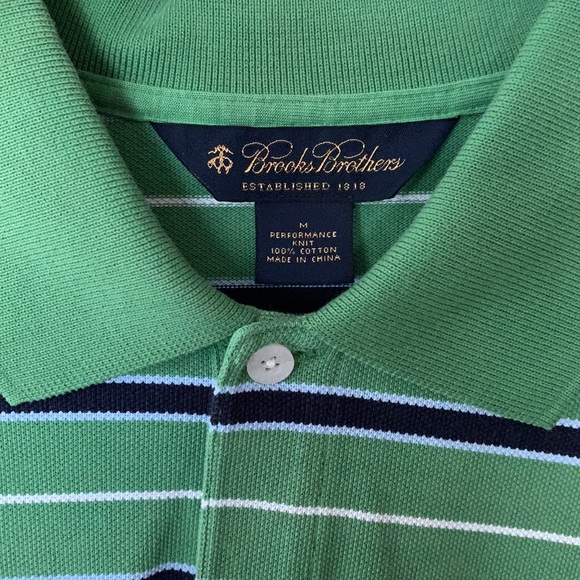 Men’s medium striped Brooks Brothers performance polo style shirt. - Picture 2 of 4